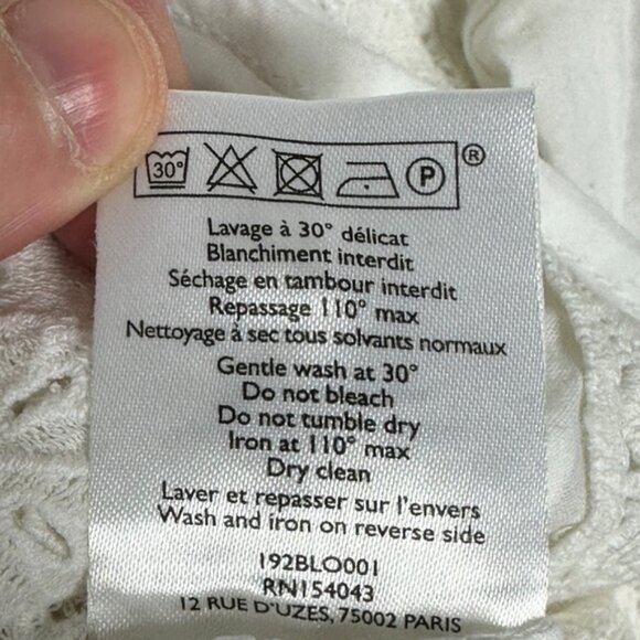 Sezane Tinai Blouse Ecru White Size 36 French US 4 Top Lace Crochet Minimalist - Picture 12 of 16